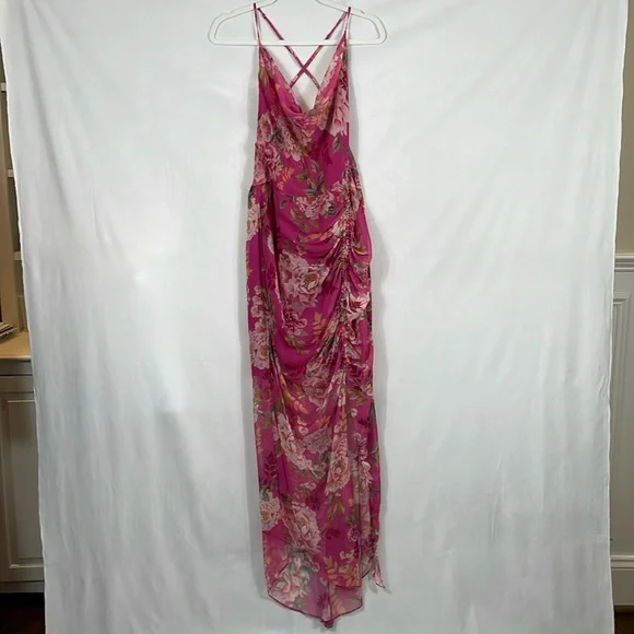 REVOLVE Sau Lee Fredia Freida Dress 14 Fuchsia Floral Maxi Low Strappy Back - Picture 5 of 16
